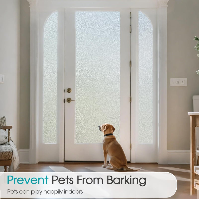 Coavas Window Privacy Film Frosted Glass Static Clings, Decorative Bathroom Door Privacy Film Day and Night, Heat UV Blocking Anti-Glare Frosting Stickers Renter Non-Adhesive, 29.5 x 78.7 Inch, Pure - Image 4